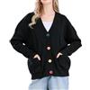 Generisch Cardigan marrone da donna Giacca sciolto maglione corto Cardigan Top 2 Lungo Nero Camicetta da donna
