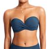 DOBREVA Donna Bikini Top con Ferretto Imbottito Halter Reggiseno a Fascia Sexy Costume da Bagno Insignia Blu 6C