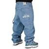 The blueskin Baggy Jeans Uomo Skate Pantaloni Larghi Hip Hop Rap - Colore Blue Stone Bleached - W 30 IT 44