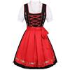 Duohropke Oktoberfest - Vestito da donna Dirndl Midi, 3 pezzi, con camicia, grembiule, costume tradizionale Dirndl, taglie forti, costume bavarese, Colore: rosso, S