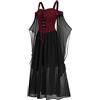 HAOLEI Costume Medievale Donna Con Spalline Vestito Medievale Donna retrò Curvy Lungo Abito Carnevale Gotico Vestito da Sera in Pizzo Abito Cerimonia Vestiti Costume Rinascimentale Principessa Cosplay