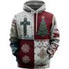 Generic Maglioni di Natale da uomo Felpe con cappuccio con grafica a croce natalizia rossa decorativa stampata felpe da uomo foderate in pile pullover a maniche lunghe calde giacche invernali, cachi, 3XL