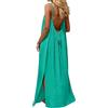 Generico Vestito Schiena Scoperta Donna Estivo, Vestito Lungo Estivo Donna con Bretelle Regolabili, Maxi Abito A Pieghe per Relax E Feste in Giardino, Senza Maniche Taglia Comoda （Verde，M）
