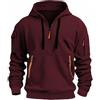 MSIYOW Felpa Uomo con Zip Felpa con Cappuccio Tasca Pullover a Maniche Lunghe Hoodies Autunno Invernale (L, Rosso)