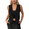 Generic Gilet da donna con nappa, con frange, stile country western, in finta pelle scamosciata, stile hippie, senza maniche, aperto sul davanti, stile boho, casual, con scollo a V, per feste e abbigliamento