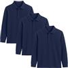 DELLMOOR Polo da scuola per ragazzi, vestibilità regolare, 100% cotone, a maniche lunghe, per la scuola, per bambini, confortevole, design elegante e classico, polo casual età 7-12 anni, Blu navy