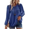 TUUHAW Maglia Donna Autunno Camicia Boho Taglie Forti Pizzo Blu Reale 2XL