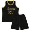 ISOVNUS Magliette Canotta e Pantaloncini da Basket Bambino 2 Pezzi - Completo Pallacanestro Ragazzo Senza Maniche per Bambini (11-12 Anni, Nero)