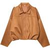 Generico Bomber Corto da Donna in Finta Pelle Scamosciata con Risvolto con Zip Giacca Moto Bomber Softshell in Finta Pelle Giacche Primavera Inverno Caldo Giacca Maniche Lunghe Moda Camoscio
