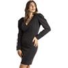 CODICE DONNA Vestito Donna Maniche Lunghe Cerimonia Abito Elegante Made in Italy 1484 Nero 42