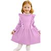 Miipat Bambino Ragazza Maglione Vestito Manica Lunga Bimba Bambina Carino Pullover Maglia Gonna Viola 120 4-5 Anni