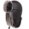 Futrzane Cappello di Pelle con Paraorecchie - Berretto Uomo Aviatore Pelliccia (M, Nero - Grigio Siberian)