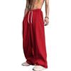 PADOLA Pantalone della Tuta Uomo Largo Y2K Streetwear Vita Elasticizzata con Cordino Tasche Laterali Pantalone Casual Baggy per Sport e Tempo Libero(XXL,Rosso)