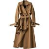 EMUKFD Cappotto Trench Lungo da Donna, Leggero Doppiopetto Spolverino Trench, Giacca Lunga Capospalla Trench Cappotto da Donna Cappotti Trench Lunghi da Donna, cachi, M