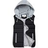 Fulidngzg Piumino Smanicato Donna 100 Grammi Invernale con Cappuccio e Zip Gilet Imbottito Trapuntato Casual Leggero Primaverile per Lavoro Sportivo,Nero,XL