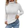 Generisch Maglione termico da donna con collo alto e fodera in pile - Maglione invernale in maglia a costine | Caldo e aderente pullover invernale per i giorni freddi, S