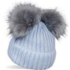 styleBREAKER Berretto Bimbi in Maglia con 2 PON PON e Interno in Pile | Berretto a coste con fodera termica isolante, 2-5 anni. Circonferenza 20 cm (estensibile 48-54 cm).