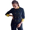 tessile astorino Giacca Cuoco Donna Personalizzata Casacca Chef da Cucina Nera e Gialla per Ristorante Pizzeria Hotel Pasticceria Divisa Lavoro Personalizzabile (S)