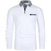 LIUPMWE Manica Lunga da Uomo Puro Cotone Elegante Top Cuciture Classiche Maglietta Commerciale Camicia,A-bianco01,XXL