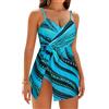 GRACE KARIN Costume da bagno intero da donna, con scollo a V, linea A, rimovibile, push-up, Onde Teal, L