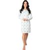 Leo Corsetteria Camicia da Notte 100% Caldo Cotone Donna Serafino No Polsini Marca Arcte Bianco Ottanio Taglia L FBA
