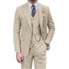 Pyiuhs Completo retrò da uomo in 3 pezzi, in tweed a spina di pesce, slim fit, per testimone dello sposo, set smoking marrone da ballo con blazer, gilet e pantaloni, Beige, XL