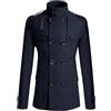 Tdvcpmkk Cappotto doppiopetto da uomo in misto lana BUKiness Slim giacca a vento, blu navy, XL
