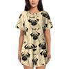 Kashinn Pigiama da donna a maniche corte con carlino stampato, 2 pezzi, morbido, taglie S-4XL