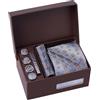 BRERA 67-5 Pezzi Cravatta Uomo elegante + Fazzoletto da taschino uomo + Gemelli + Copribottoni + Fermacravatta, Set uomo con confezione regalo