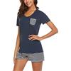 Uni-Wert Donna Pigiama Due Pezzi Cotone, Pigiami Donna, Set Pigiama Donna, Pigiama 2 Pezzi Camicia da Notte per Donna