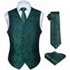 HISDERN Set di gilet e cravatta jacquard floreali classici da uomo in paisley floreale e tasca quadrata
