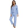 CHUNG - Set di pigiami da donna in cotone spazzolato a maniche lunghe, con bottoni, comodi e caldi, in flanella, per l'inverno, taglie forti, Cuore blu., S