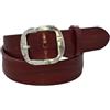 ESPERANTO Cintura in vero cuoio di toro Plissettato 4 cm con fibbia intera colore Argento Antico