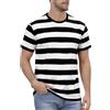 COSAVOROCK Maglietta a Righe Uomo Camicia in Cotone a Maniche Corte, Nero Bianco, XL