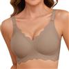 Lonya Reggiseno Senza Ferretto Donna Reggiseni Push Up Imbottito Scollo a V Sportivo Senza Cuciture Comodo Supporto Bralette Grigio,S