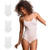 FOCENZA Body Donna in Morbida Microfibra Elasticizzata con Spalline Sottili, Intimo Donna Confortevole ed Elastico, Multipack da 3 Pezzi in Vari Colori, Made in Italy (bianco, S-M)