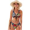 CHIFIGNO Retro Dream Catchers Piume Bikini Set per Le Donne Sexy Costumi Da Bagno 2 Pezzi Taglio Alto Bikini Set