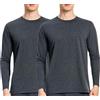 Nutria Maglia Termica Uomo Manica Lunga Pacco da 2, Maglie Termiche con Interno in Pile Girocollo, Biancheria Intima Termica Camicie Foderate in Pile Leggera Sci Corsa Ciclismo 2*Maglia Grigio 2XL
