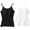 Vimlo Canotta con Reggiseno Incorporato, Canotte da Donna con Cinturino Regolabile, Canotta in Cotone Elasticizzato, Canottiere Imbottite con Reggiseno Incorporato (Color : 2pcs A, Size : M)
