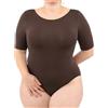 LEELA LAB Body Donna Taglie Forti, con Maniche Corte, Scollo a Barchetta e Chiusura Regolabile, Realizzato con Tecnologia Seamless Senza Cuciture - Made in Italy