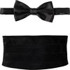 Remo Sartori - Set Fusciacca Fascia da Smoking e Papillon Annodato in Seta Nero,4 Pieghe, Chiusura Regolabile, Made in Italy,Uomo