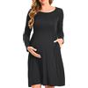 Bearsland Abito da donna a maniche lunghe, con tasca, Nero , M
