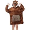chuangminghangqi Coperta con Cappuccio Oversize Unisex Confortevole TV Coperta Maglione Plaid Pile Caldo con Maniche e Grande Tasca per Adulti con Regalo Inverno Cocooning, Orso marrone., S