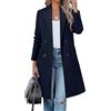 Generic Cappotto invernale da donna Cappotto invernale da donna in misto lana color cammello, di media lunghezza, con revers a doppio petto e tacca
