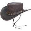 Brandslock Cappello da uomo vintage nero e marrone a tesa larga cowboy australiano stile western bush