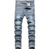 JENY-LUCK Jeans da uomo slim fit elasticizzati strappati a tubo per uomini, effetto consumato destroyed regular a gamba dritta moda comfort vita flessibile pantaloni jeans, adolescenti moda casual skinny cargo
