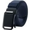 LionVII Cintura Uomo, Cintura Nylon Uomo Cricchetto Automatica Fibbia 38mm,Trim Regolabile per Adattars [130 cm L x 3,8 cm W] Blu navy