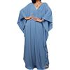JFAN Copricostume Donna Mare Lungo Scollo a V Maxi Abito Lungo da Spiaggia Caftano Mare Copricostumi da Bagno per Donna(Blu,Taglia Unica)