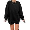 Tongmingyun Felpa da Donna Los Angeles, Pullover Oversized, Manica Lunga, Girocollo, Basic, Loose, Tops, Senza Cappuccio, Teenager, Vintage, Camicie, Nero , L