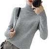 Generisch Maglione a collo alto da donna, 100% lana, autunno/inverno, casual, a maniche lunghe, senza cuciture, lavorato a maglia, tinta unita, con colletto alto, grigio, M